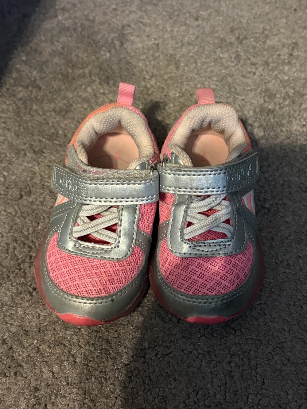 Baby Pink and Silver Athletic light up Sneakers
